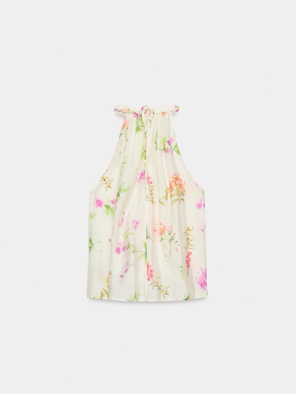 Zara Cream Floral Halter Scarf Top - Pink, Orange, Green - Picture 8 of 10